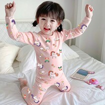 Girls pajamas spring and autumn cotton long sleeve childrens home clothes Princess baby children 2020 new autumn clothes autumn trousers