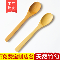 Natural Bamboo Spoon Small Wooden Spoon Long Handle Honey Spoon Fruit Jam Spoon Coffee Spoon Sweets Spoon Customized Lettering