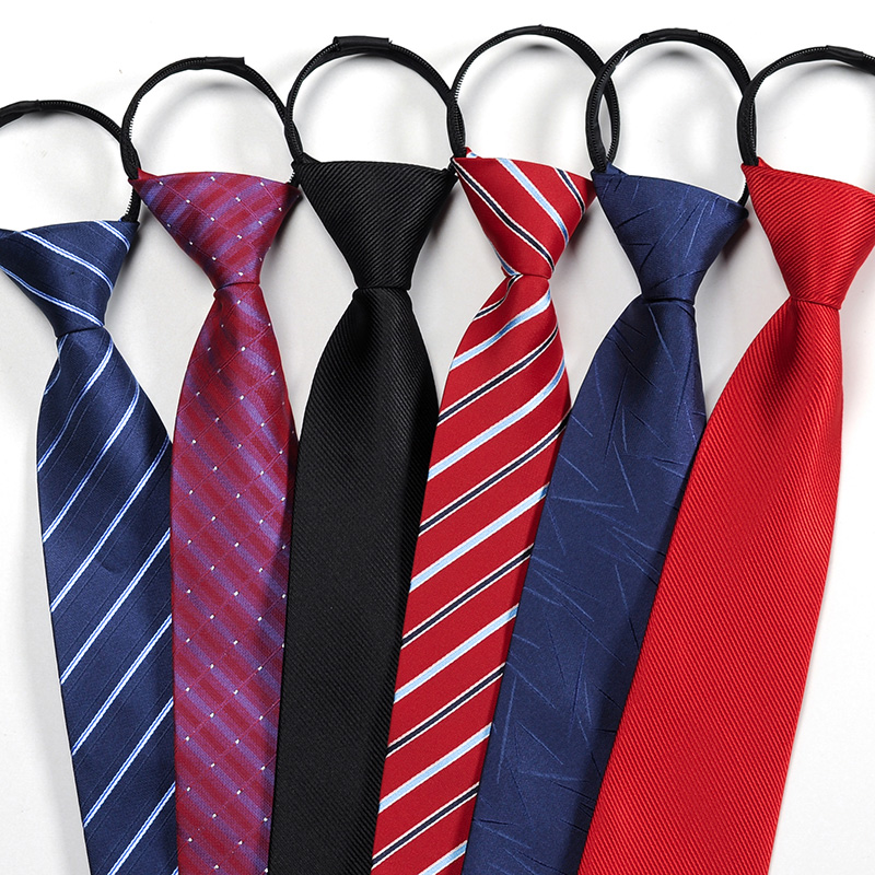 Men's Zipper Tie Men's Dress Business Professional Easy Pull 8cm Suit Blue Groom Wedding Lazy Tie