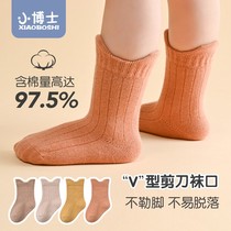 Baby socks spring and autumn cotton baby autumn and winter newborn boneless loose mouth autumn childrens middle tube female treasure can not ball