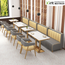 Custom chain restaurant canteen against the wall card seat sofa Net red snack burger dessert milk tea shop table and chair combination