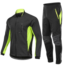 Autumn Winter Bike Riding Suit Man Long Sleeve Windproof Plus Suede Warm Riding Clothing Mountain Bike Grab Suede Bike Suit