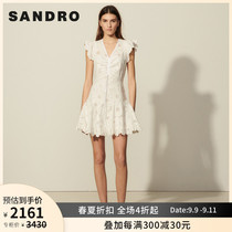 sandro2021 spring and summer new womens exquisite daisy lace V-neck lace dress SFPRO01727