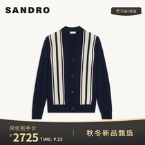 sandro2021 autumn and winter new mens color striped wool knit cardigan SHPTR00311