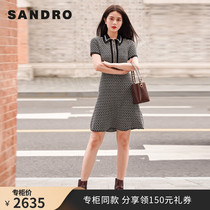 (French skirt star)sandro classic womens check elegant wear knitted dress SFPRO01229