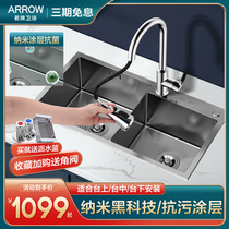 Wrigley stainless steel black nano sink package Home kitchen handmade double slot sink under the sink sink