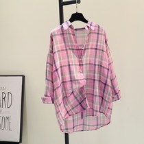 Tide brand plaid sunscreen clothes womens 2021 summer new Korean cotton and hemp casual shirt wild cardigan shirt jacket