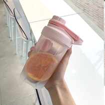 Student water cup portable sports large-capacity plastic cup female cute net red shaking cup Fitness cup with stirring ball