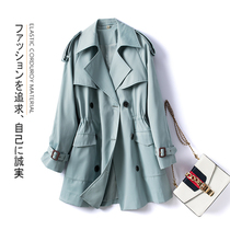 Small windbreaker female 2021 Spring and Autumn New Korean leisure Joker long waist drawstring temperament coat women