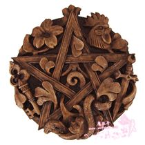 Moon goddess pentagram energy plate ritual tool symbol of ancient Italian religion new age decoration