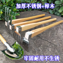 Horticulture Seed Vegetable Weeding Digs Stainless Steel Dual-use Small Hoe Wood Handle Shovels Household Farm Tools