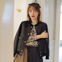 Xiaoxiang wind sheepskin leather leather clothes womens autumn 2021 short motorcycle style baseball clothes leather jacket jacket trend