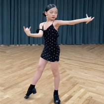 Latin dance costume girls summer dance training clothing performance clothes childrens professional exercise clothes suspenders foreign performance clothes