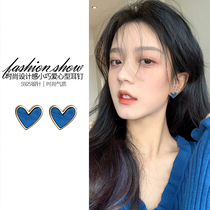 Blue Heart-shaped Ear Clip Without Earbuds Woman Advanced Sensation False Earrings 2022 New Tide-Gas Earnchpin-Style Ear Accessories