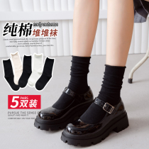 Black pile socks womens spring and autumn thin socks cotton stockings autumn long tube summer autumn winter loafers socks