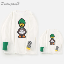 Pro-child clothing spring and autumn long sleeve T-shirt cartoon mother woman dress Korean version Ocean Qi Children Inside a circle collar Coloured parent-child blouse