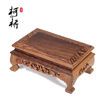 Redwood base rectangular Handicraft ornaments chicken wing Wood purple sand pot flower pot garden landscape strange stone solid wood Buddha statue bracket