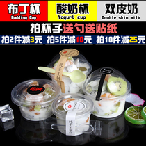  Disposable pudding cup Yogurt cup with lid Double skin milk cup thickened jelly cup Transparent tasting cup Sauce cup
