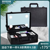qilong makeup artist professional cosmetic case LED with lamp bride makeup suitcase with mirror storage toolbox