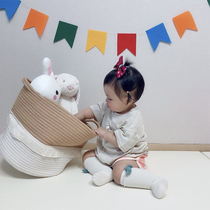 ins Wind jute cotton thread woven storage basket home dirty clothes basket childrens toy storage bag sundry storage box