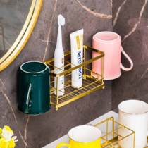 Light luxury toilet toothbrush rack mouthwash Cup brush cup set non-hole wall-mounted storage rack
