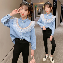Girl Denim Shirt Spring Autumn Season Children Lining Dress Foreign Air Trendy Great Boy Spring Style Long Sleeve Casual Blouse Spring Clothing