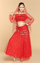 Spring and summer belly dance costumes long-sleeved belly dance practice costume suit stage performance costume Indian dance costume