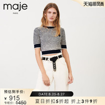  maje2021 spring and summer new womens round neck irregular striped short-sleeved knitted top MFPPU00404