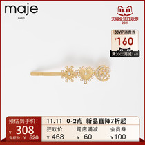 maje2021 autumn and winter new accessories snowflake heart moon pattern rhinestone Golden hairclip MFABI00742