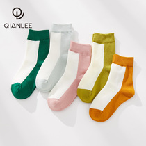 5 pairs of female childrens socks Modal cotton breathable children Girls Middle School students color stockings handmade boneless
