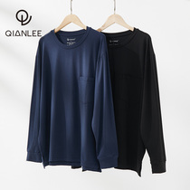 Modal cotton mens pajamas top single home clothing thin loose long sleeve round neck casual sports can be worn outside