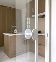 White Gate Handle Modern Minimalist Round Clothing Womens Shop Tempered Glass Door Handle Solid Wood Door Handle Light Extravagant