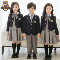 Kindergarten yuan fu spring and autumn uniform suit British primary and secondary school students class uniform three-piece suit children sports clothes