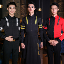 Ktv bar service bar work clothes long-sleeved barber shop fashion uniform hot pot barbecue shop service tooling