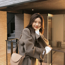 Hepburn hair coat female Korean version of loose thick long knee autumn winter cocoon large lapel woolen coat