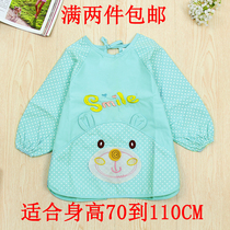 Baby long sleeve cotton cover clothes children waterproof and anti-dirty clothes kindergarten drawing clothes kids eat thin and anti-wear and hang up