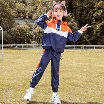 Online Red Girl Suit Spring Dress 2022 New Children Sports Foreign Air Great Boy Han Prints SPRING AUTUMN TWO SETS