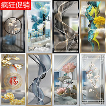 Modern art glass partition screen decoration living room entrance cabinet TV background wall carved matte translucent custom