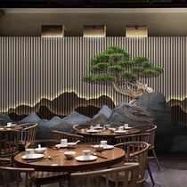 8d new Chinese restaurant bamboo fiber integrated wallboard modern Chinese style 3d three-dimensional tea room aisle decorative guard plate