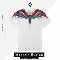 Marcelo Burlon Marcelo Blonde with drop color wings short sleeve T-shirt male and female with the same tide cards
