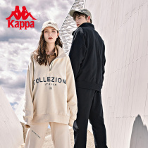 Kappa Kapappa Velvet Sport Coat Lovers MEN AND WOMEN HALF ZIPPED HOODED SWEATSHIRT LOOSE PRINTED SWEATSHIRT