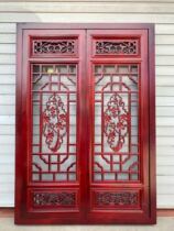 Dongyang wood carving Chinese solid wood flower grille Antique doors and windows Old wooden window screen partition hollow carving customization