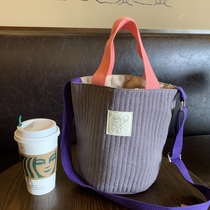 Japan ins cute hand bag portable crossbody solid color canvas mommy bag Lightweight insulation bento bag