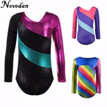 Kids Child Rhythmic Gymnastics Leotard For Girls Shiny Metal