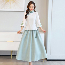 European Station Ming Guofeng Embroidery Women's Suit Autumn New Fried Street Fashion Professional Small Fragrant Style Skirt Two-Piece Set