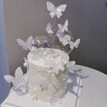 White glutinous rice paper butterfly cake decorated iron art birthday happy fantasy ball fittings net red baking plugin