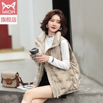 Cat man down vest 2021 new womens outer vest winter fashion short light down jacket womens trend