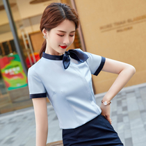 Fashion hotel waiter overalls Summer dress womens short sleeves Restaurant hotel hotel front desk cashier staff shirt