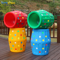 Sentimental training drill hole kindergarten fun games props equipment single and two color color large roller plastic bucket