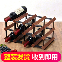 Red wine rack ornaments wine bottle rack European creative home living room display shelf wine solid wood lattice rack custom